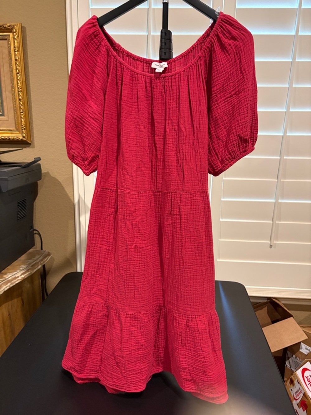 beachlunchlounge Red Textured Midi Dress